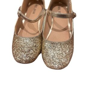 Kids Gold Sparkle Dress Shoes